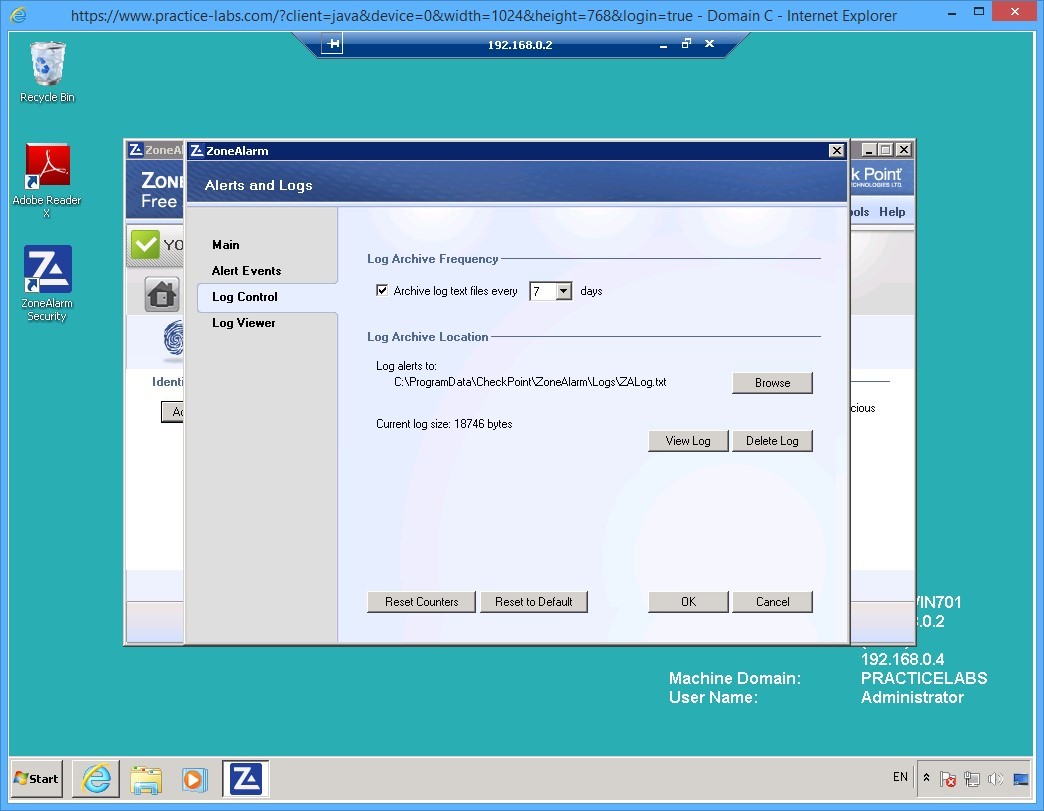 Practice Labs screenshot.